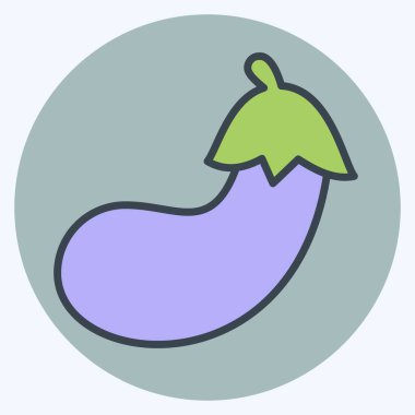 Simgesel patlıcan. Fruit ve Sebze Renk Eşi tarzında. Basit dizayn edilebilir. Basit resimleme