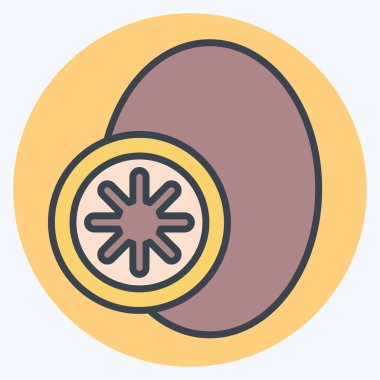 Icon Kiwi meyvesi. Fruit ve Sebze Renk Eşi tarzında. Basit dizayn edilebilir. Basit resimleme