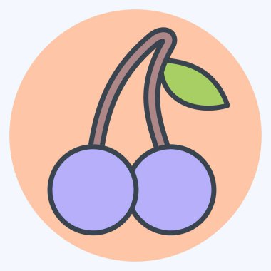 Kiraz ikonu. Fruit ve Sebze Renk Eşi tarzında. Basit dizayn edilebilir. Basit resimleme