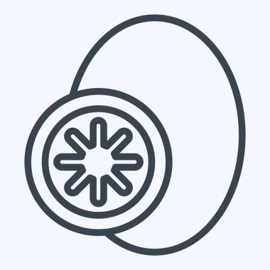 Icon Kiwi meyvesi. Fruit ve Sebze çizgisi tarzıyla ilgili. Basit dizayn edilebilir. Basit resimleme