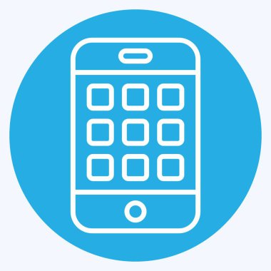 Simge uygulamaları. İletişim sembolüyle ilgili. Mavi gözlü. Basit dizayn edilebilir. Basit resimleme