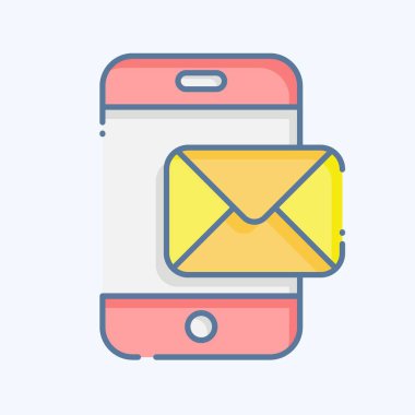 Simge Mesajı. İletişim sembolüyle ilgili. Karalama stili. Basit dizayn edilebilir. Basit resimleme