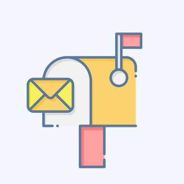 Simge Posta Kutusu. İletişim sembolüyle ilgili. Karalama stili. Basit dizayn edilebilir. Basit resimleme