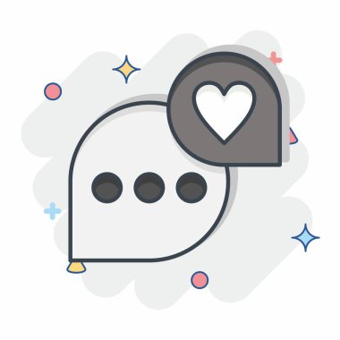 Simge geribildirimi. İletişim sembolüyle ilgili. Çizgi roman. Basit dizayn edilebilir. Basit resimleme