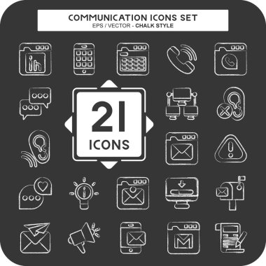 Simge Ayarlı İletişim. İnternet sembolüyle ilgili. Tebeşir stili. Basit dizayn edilebilir. Basit resimleme