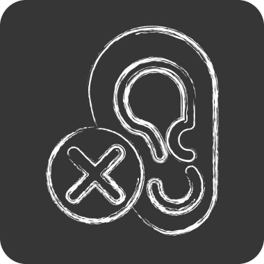 Simge Sağırı. İletişim sembolüyle ilgili. Tebeşir stili. Basit dizayn edilebilir. Basit resimleme