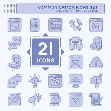 Simge Ayarlı İletişim. İnternet sembolüyle ilgili. İki ton stili. Basit dizayn edilebilir. Basit resimleme