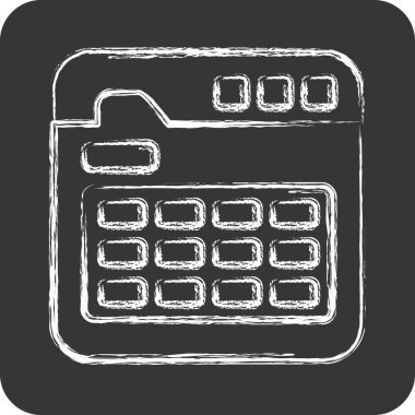 Simge Takvimi. İletişim sembolüyle ilgili. Tebeşir stili. Basit dizayn edilebilir. Basit resimleme