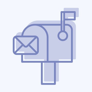 Simge Posta Kutusu. İletişim sembolüyle ilgili. İki ton stili. Basit dizayn edilebilir. Basit resimleme