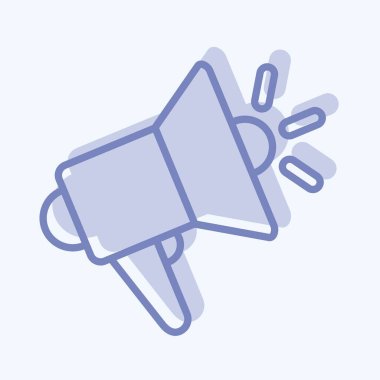 Simge megafonu. İletişim sembolüyle ilgili. İki ton stili. Basit dizayn edilebilir. Basit resimleme