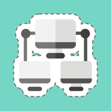 Çıkartma hattı Bağlantı Bilgisayarını kesti. İletişim sembolüyle ilgili. İletişim. Basit dizayn edilebilir. Basit resimleme