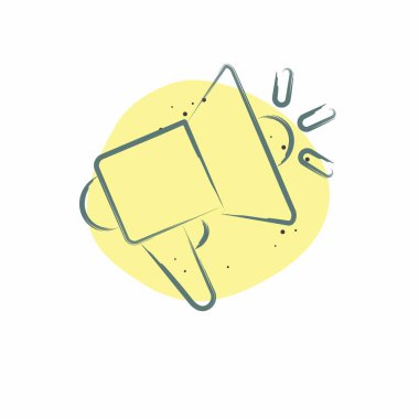 Simge megafonu. İletişim sembolüyle ilgili. Renkli Leke Biçimi. Basit dizayn edilebilir. Basit resimleme