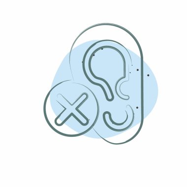 Simge Sağırı. İletişim sembolüyle ilgili. Renkli Leke Biçimi. Basit dizayn edilebilir. Basit resimleme