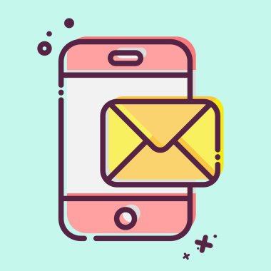 Simge Mesajı. İletişim sembolüyle ilgili. MBE tarzı. Basit dizayn edilebilir. Basit resimleme