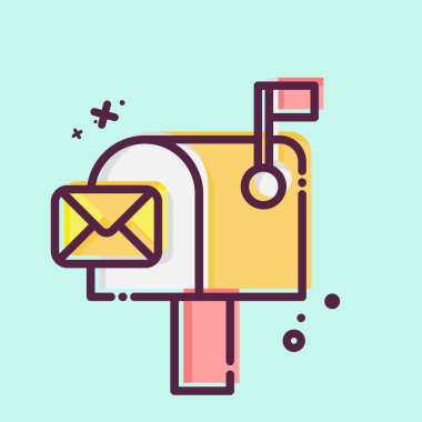 Simge Posta Kutusu. İletişim sembolüyle ilgili. MBE tarzı. Basit dizayn edilebilir. Basit resimleme