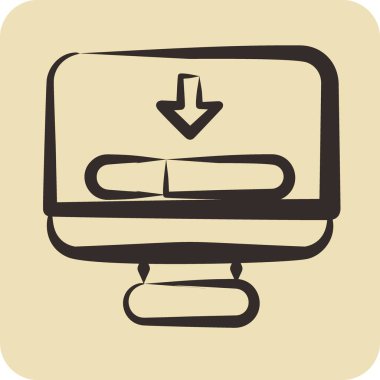 Simge yükleniyor. İletişim sembolüyle ilgili. El çizimi tarzı. Basit dizayn edilebilir. Basit resimleme