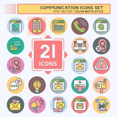 Simge Ayarlı İletişim. İnternet sembolüyle ilgili. renk arkadaşı stili. Basit dizayn edilebilir. Basit resimleme