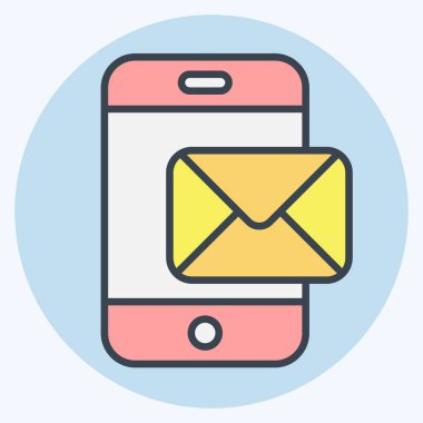 Simge Mesajı. İletişim sembolüyle ilgili. renk arkadaşı stili. Basit dizayn edilebilir. Basit resimleme