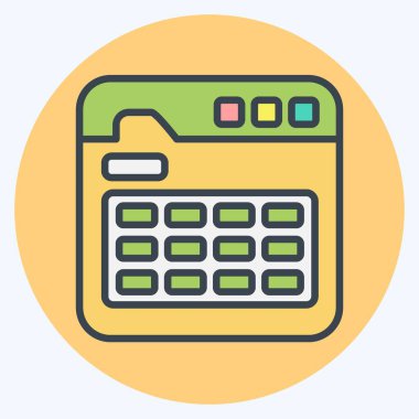 Simge Takvimi. İletişim sembolüyle ilgili. renk arkadaşı stili. Basit dizayn edilebilir. Basit resimleme