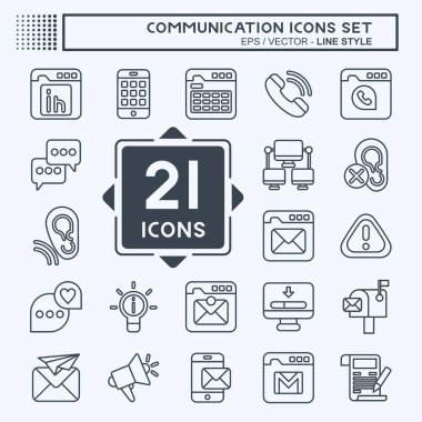 Simge Ayarlı İletişim. İnternet sembolüyle ilgili. Sıra tarzı. Basit dizayn edilebilir. Basit resimleme