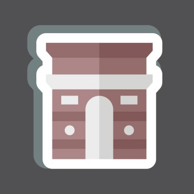 Etiket ARC De Triomphe. Fransa sembolüyle ilgili. Basit dizayn edilebilir. Basit resimleme