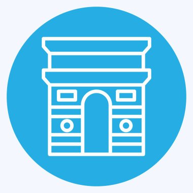 İkon ARC De Triomphe. Fransa sembolüyle ilgili. Mavi gözlü. Basit dizayn edilebilir. Basit resimleme