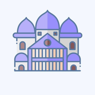 İkon Sacre Coeur. Fransa sembolüyle ilgili. Karalama stili. Basit dizayn edilebilir. Basit resimleme