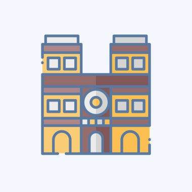 Simge Notre Dame. Fransa sembolüyle ilgili. Karalama stili. Basit dizayn edilebilir. Basit resimleme