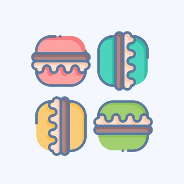 Simge Macaron. Fransa sembolüyle ilgili. Karalama stili. Basit dizayn edilebilir. Basit resimleme