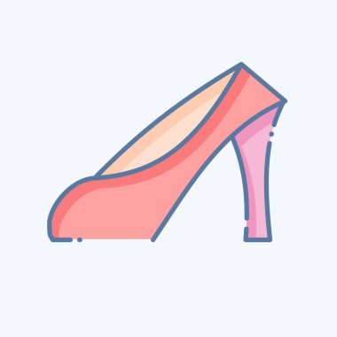 Simge Yüksek Topuklar. Fransa sembolüyle ilgili. Karalama stili. Basit dizayn edilebilir. Basit resimleme