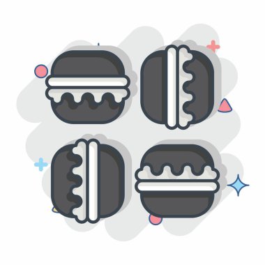 Simge Macaron. Fransa sembolüyle ilgili. Çizgi roman. Basit dizayn edilebilir. Basit resimleme