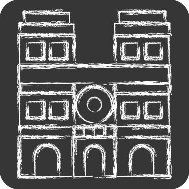 Simge Notre Dame. Fransa sembolüyle ilgili. Tebeşir stili. Basit dizayn edilebilir. Basit resimleme