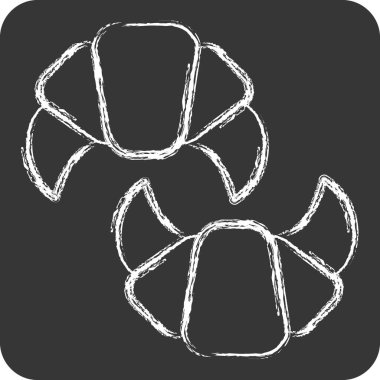 İkon kruvasan. Fransa sembolüyle ilgili. Tebeşir stili. Basit dizayn edilebilir. Basit resimleme