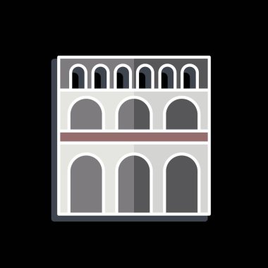 Icon Pont Du Gard. Fransa sembolüyle ilgili. Parlak bir stil. Basit dizayn edilebilir. Basit resimleme