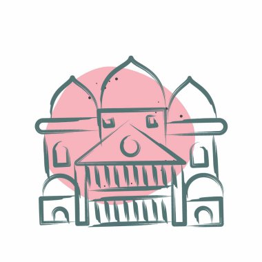 İkon Sacre Coeur. Fransa sembolüyle ilgili. Renkli Leke Biçimi. Basit dizayn edilebilir. Basit resimleme