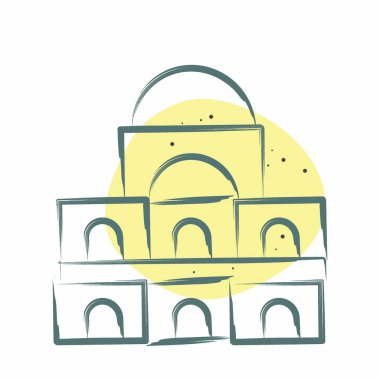 Simge Des Invalides. Fransa sembolüyle ilgili. Renkli Leke Biçimi. Basit dizayn edilebilir. Basit resimleme