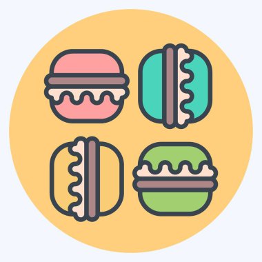 Simge Macaron. Fransa sembolüyle ilgili. renk arkadaşı stili. Basit dizayn edilebilir. Basit resimleme