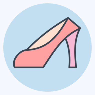 Simge Yüksek Topuklar. Fransa sembolüyle ilgili. renk arkadaşı stili. Basit dizayn edilebilir. Basit resimleme