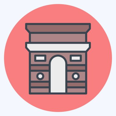 İkon ARC De Triomphe. Fransa sembolüyle ilgili. renk arkadaşı stili. Basit dizayn edilebilir. Basit resimleme