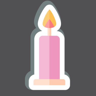 Çıkartma Mum. Sevgililer Günü sembolüyle ilgili. Kabartma tarzı. Basit dizayn edilebilir. Basit resimleme