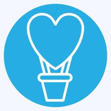 Icon Sıcak Hava Balonu. Sevgililer Günü sembolüyle ilgili. Mavi gözlü. Basit dizayn edilebilir. Basit resimleme