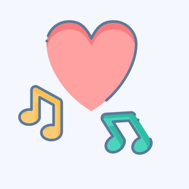 Simge müziği. Sevgililer Günü sembolüyle ilgili. Karalama stili. Basit dizayn edilebilir. Basit resimleme