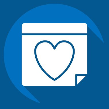 İkon Sevgililer Günü. Sevgililer Günü sembolüyle ilgili. Uzun gölge tarzı. Basit dizayn edilebilir. Basit resimleme