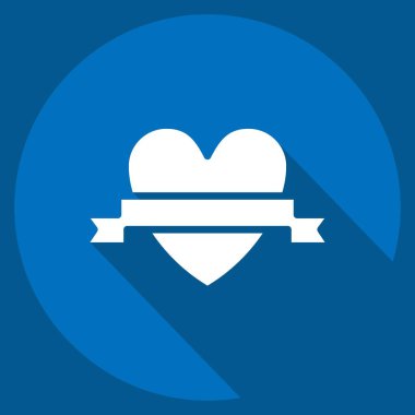 Simge aşkı. Sevgililer Günü sembolüyle ilgili. Uzun gölge tarzı. Basit dizayn edilebilir. Basit resimleme