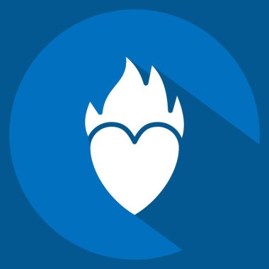 İkon Kalp Ateşi. Sevgililer Günü sembolüyle ilgili. Uzun gölge tarzı. Basit dizayn edilebilir. Basit resimleme