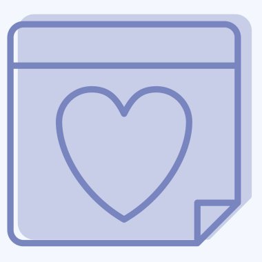 İkon Sevgililer Günü. Sevgililer Günü sembolüyle ilgili. İki ton stili. Basit dizayn edilebilir. Basit resimleme