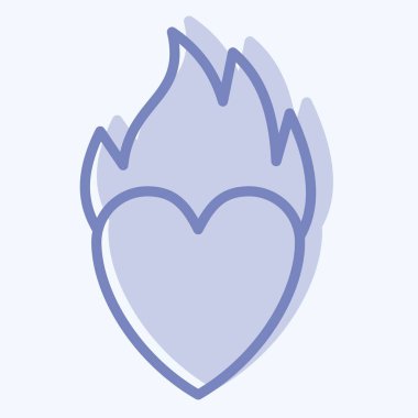 İkon Kalp Ateşi. Sevgililer Günü sembolüyle ilgili. İki ton stili. Basit dizayn edilebilir. Basit resimleme