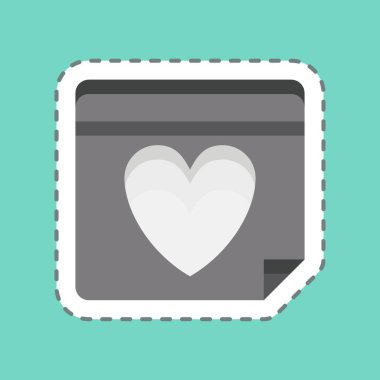 Çıkartma çizgisi Sevgililer Günü 'nü kesti. Sevgililer Günü sembolüyle ilgili. Basit dizayn edilebilir. Basit resimleme