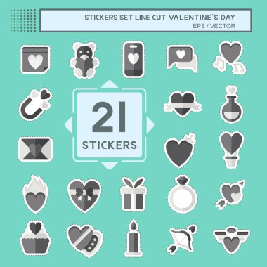 Çıkartma çizgisi Sevgililer Günü 'nü belirledi. Aşk sembolüyle ilgili. Basit dizayn edilebilir. Basit resimleme