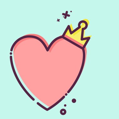 İkon Aşk Kralı. Sevgililer Günü sembolüyle ilgili. MBE tarzı. Basit dizayn edilebilir. Basit resimleme